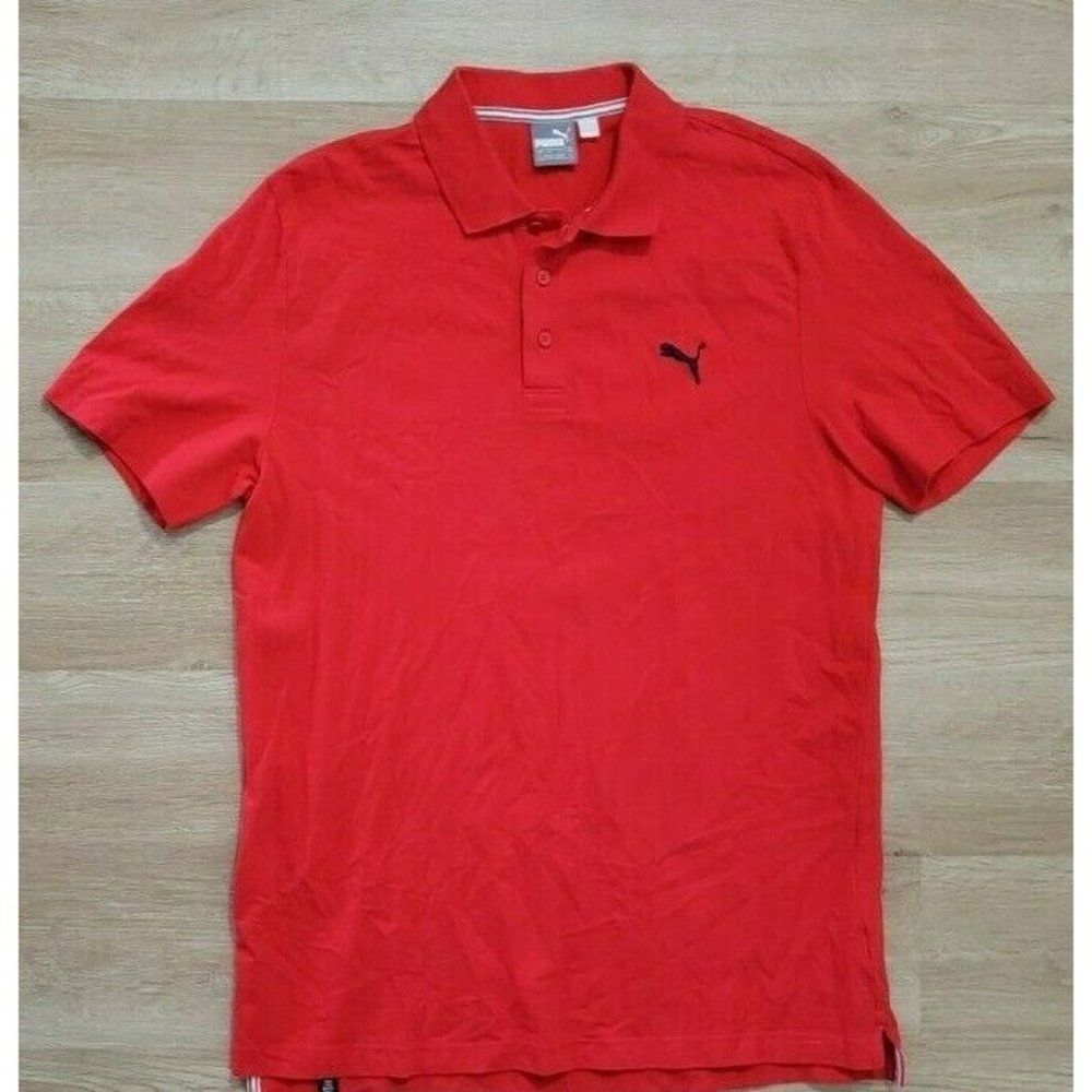 Puma Mens Polos Size Large Short Sleeve Red